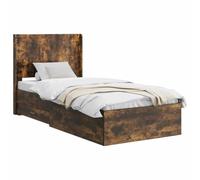 vidaXL Estructura de Cama con Almacenamiento y cabecero Roble Ahumado