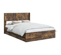 vidaXL Estructura de Cama con Almacenamiento y cabecero Roble Ahumado, Esenciales para el Dormitorio, Marco de Cama Moderno, diseño Rectangular, Almacenamiento Compacto para Muebles