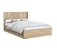 vidaXL Estructura de Cama con Almacenamiento y cabecero Roble Sonoma, Esenciales para el Dormitorio, Marco de Cama Moderno, diseño Rectangular, Almacenamiento Compacto para Muebles