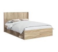 vidaXL Estructura de Cama con Almacenamiento y cabecero Roble Sonoma, Estructura de Cama Moderna, cabecero con Estilo, Almacenamiento Rectangular para Ahorrar Espacio en tu Dormitorio