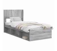vidaXL Estructura de Cama con Almacenamiento y cabecero Sonoma Gris, Cama Moderna, Forma Rectangular, solución de Almacenamiento, diseño de Lamas, Estilo Funcional, Mueble práctico