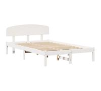 vidaXL Estructura de Cama con Cabecera 120X190 cm Madera Maciza de Pino Plataforma Moderna en Blanco Sin Boxspring Necesario Duradero Amplio Almacenamiento Bajo la Cama para Dormitorio Cama Queen Ca