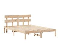 vidaXL Estructura de Cama con cabecera 140X200 cm Madera Maciza de Pino Marrón Diseño Minimalista Duradero Fácil de Montar Sin Box Spring Necesario Plataforma Madera 140 X 200 Interior