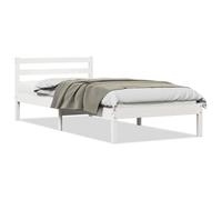 vidaXL Estructura de Cama contemporánea Blanca 210x100cm Uso Interior Textura Suave Durable Madera Maciza Requiere ensamblaje Muebles de Dormitorio Elegantes diseño Moderno Minimalista decoración