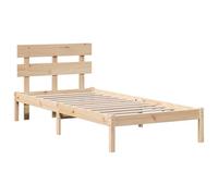 vidaXL Estructura de Cama con Cabecera 75X190 cm Madera de Pino Maciza para Dormitorio Diseño Minimalista Durable Montaje Fácil Sin Base de Colchón Necesaria. Cama de Plataforma King Individual NATU