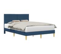 vidaXL Estructura de Cama con cabecera Azul 140 x 200 cm Tela, Marco de Cama Moderno, diseño Rectangular, Elegante mobiliario para el hogar, instalación tapizada Chic, solución de sueño con Estilo, a
