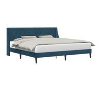 vidaXL Estructura de Cama con cabecera Azul 200 x 200 cm Terciopelo, Marco de Cama Rectangular Moderno, Acabado en Terciopelo Duradero, Muebles de Dormitorio Cómodos, Diseño Elegante, Ropa de Cama Su