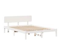 vidaXL Estructura de Cama con Cabecera Blanca 140x200 cm Madera de Pino Macizo