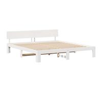 vidaXL Estructura de Cama con Cabecera Blanca 180X200 cm de Madera Sólida de Pino para Solución de Sueño y Almacenamiento Minimalista en Interior para Adultos