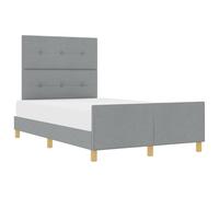 vidaXL Estructura de Cama con cabecera Gris Claro 120 x 200 cm Tela | Diseño minimalista con cabecero acolchado con botones, Soporta hasta 200 kg para dos personas, Solo necesitas un amigo y un