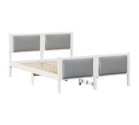 vidaXL Estructura de Cama con cabecera Gris Claro 135 x 190 cm Tela, Cama Rectangular Moderna, Marco de Pino Duradero, Almacenamiento Estiloso, lo Esencial para Dormir Minimalista