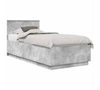 vidaXL Estructura de Cama con cabecera Gris Concreto 100 x 200 cm, Juego de Muebles para Dormitorio Moderno, Diseño Rectangular, Materiales Duraderos, Incluye Puertos USB para Carga Conveniente
