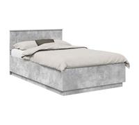 vidaXL Estructura de Cama con cabecera Gris Concreto 120 x 190 cm, Juego de Muebles para Dormitorio Moderno, Diseño Rectangular, Materiales Duraderos, Incluye Puertos USB para Carga Conveniente
