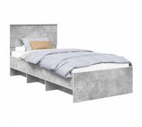 vidaXL Estructura de cama con cabecera 90 x 200 cm Gris Concreto marco rectangular de madera