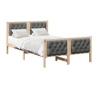 vidaXL Estructura de Cama con cabecera Gris Oscuro 135 x 190 cm, Dormitorio Moderno, Muebles Elegantes, Cama Rectangular, cabecera Acolchada, Madera de Pino, solución cómoda para Dormir
