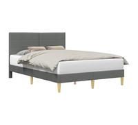vidaXL Estructura de Cama con cabecera Gris Oscuro 140 x 200 cm Tela, Marco de Cama Moderno, diseño Rectangular, Elegante mobiliario para el hogar, instalación tapizada Chic, solución de sueño con es