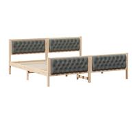 vidaXL Estructura de Cama con cabecera Gris Oscuro 200 x 200 cm, Dormitorio Moderno, Muebles Elegantes, Cama Rectangular, cabecera Acolchada, Madera de Pino, solución cómoda para Dormir