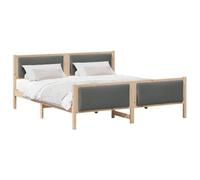 vidaXL Estructura de Cama con cabecera Gris Oscuro 200 x 200 cm Tela, Cama Rectangular Moderna, Marco de Pino Duradero, Almacenamiento Estiloso, lo Esencial para Dormir Minimalista