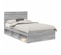 vidaXL Estructura de Cama con cabecera Gris Sonoma 120 x 190 cm, Dormitorio, Rectangular, Moderno, Duradero, Muebles, Ecológico, Elegante, Cómodo, para un Espacio contemporáneo