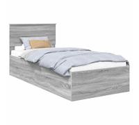vidaXL Estructura de Cama con cabecera Gris Sonoma 120 x 200 cm, Cama Moderna Elegante, Madera Resistente, Base listonada con Estilo, diseño Minimalista, Dormitorio