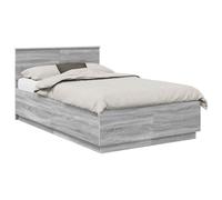 vidaXL Estructura de Cama con cabecera Gris Sonoma 120 x 200 cm, Juego de Muebles para Dormitorio Moderno, Diseño Rectangular, Materiales Duraderos, Incluye Puertos USB para Carga Conveniente