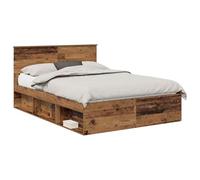 vidaXL Estructura de Cama con cabecera Madera Vieja 140 x 200 cm, Dormitorio Moderno, Diseño Rectangular con Materiales Duraderos para una Decoración del Hogar Estilosa y Funcional, para Cualquier Es