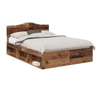 vidaXL Estructura de Cama con cabecera Madera Vieja 140 x 200 cm, Marco de Cama Moderno, diseño Estiloso, Madera elaborada Duradera, Rectangular para dormitorios contemporáneos