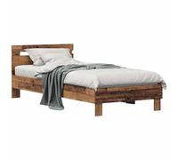 vidaXL Estructura de Cama con cabecera Madera Vieja 98.5 x 200 cm, Cama Moderna, Rectangular, Madera Resistente, cabecera Funcional, Estilo Minimalista, Comodidad para tu habitación