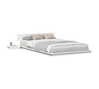 vidaXL Estructura de cama con cabecera 135 x 190 cm Marrón madera con mesita Minimalista