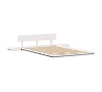 vidaXL Estructura de Cama con cabecera Marrón 135 x 190 cm Madera, Decoración de Dormitorio Moderna, Cama Rectangular con mesita, Muebles de Madera, Estilo Minimalista