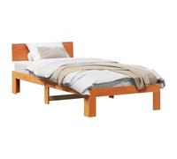 vidaXL Marco de Cama con Cabecero Marrón Encerado 90X200 cm Madera Maciza de Pino Estilo Moderno Solución de Almacenamiento Interior Individual Sin Box Spring Cama Plataforma Ahorra Espacio Muebles