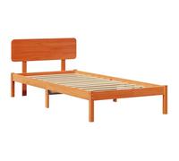 vidaXL Estructura de Cama con cabecera marrón Cera 90 x 200 cm, Hecha de Madera de Pino sólida. Resistente, con un diseño Minimalista Que Ahorra Espacio. Ideal para el Dormitorio, Elegante y Duradera