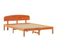 vidaXL Estructura de Cama con Cabecera Marrón Encerada 140X200 cm Madera Sólida de Pino Muebles Elegantes para Dormitorio. Muebles para Adultos Tradicional 140 X 200