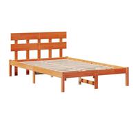 vidaXL Estructura de Cama con Cabecera Marrón Encerado 120X200 cm Madera de Pino para Dormitorio Moderna Duradera Montaje Fácil Sin Boxspring Necesario Madera de Plataforma Adulto Asequible Muebles M