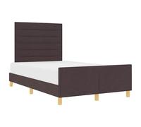 vidaXL Estructura de Cama con cabecera Marrón Oscuro 120 x 190 cm Tela, Montaje Elegante de Dormitorio, Cama tapizada Minimalista, diseño Moderno, Muebles cómodos para Dormir.