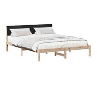 vidaXL Estructura de Cama con cabecera Marrón y Negro 160 x 200 cm, Cama Moderna, Estructura Rectangular de Madera, diseño ahorrador de Espacio, cabecera Minimalista, Sistema de Listones