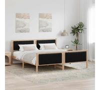 vidaXL Estructura de Cama con cabecera Marrón y Negro 180 x 200 cm, Cama de Madera, diseño Moderno Rectangular, Pino Resistente, Mueble Funcional, cabecera con Estilo