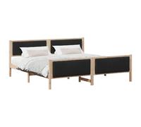 vidaXL Estructura de Cama con cabecera Marrón y Negro 200 x 200 cm, Cama de Madera, diseño Moderno Rectangular, Pino Resistente, Mueble Funcional, cabecera con Estilo
