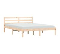 vidaXL Estructura de Cama con cabecera Natural 208,5 x 157,5 x 69,5 cm, Muebles de Dormitorio Elegantes, Cama Moderna, Madera sólida, diseño Minimalista, Marcos duraderos para Vivir en la Ciudad