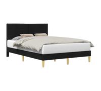 vidaXL Estructura de Cama con cabecera Negro 140 x 190 cm Tela, Marco de Cama Moderno, diseño Rectangular, Elegante mobiliario para el hogar, instalación tapizada Chic, solución de sueño con Estilo,