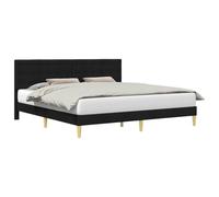 vidaXL Estructura de Cama con cabecera Negro 180 x 200 cm Tela, Marco de Cama Moderno y Minimalista con Cabecero Tapizado, Diseño Chic para Sueños Cómodos y Estilo Funcional en Habitaciones Urbanas