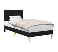 vidaXL Estructura de Cama con cabecera Negro 90 x 190 cm Tela, Marco de Cama Moderno, diseño Rectangular, Elegante mobiliario para el hogar, instalación tapizada Chic, solución de sueño con Estilo, a