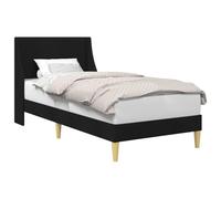 vidaXL Estructura de Cama con cabecera Negro 90 x 200 cm Tela, Elegante Marco de Cama Moderno, Muebles de Tela Rectangular, sofisticación en el Dormitorio, diseño Minimalista y Durable, soluciones qu