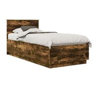 vidaXL Estructura de Cama con cabecera Roble Ahumado 100 x 200 cm, Juego de Muebles para Dormitorio Moderno, Diseño Rectangular, Materiales Duraderos, Incluye Puertos USB para Carga Conveniente