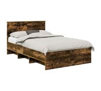 vidaXL Estructura de Cama con cabecera Roble Ahumado 120 x 123 cm, Marco de Cama Rectangular de Madera, Muebles Modernos para Dormitorio, soluciones de sueño duraderas, diseño Minimalista para Decora