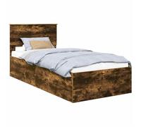 vidaXL Estructura de Cama con cabecera Roble Ahumado 120 x 200 cm, Cama Moderna Elegante, Madera Resistente, Base listonada con Estilo, diseño Minimalista, Dormitorio