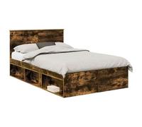 vidaXL Estructura de Cama con cabecera Roble Ahumado 135 x 190 cm, Dormitorio Moderno, Diseño Rectangular con Materiales Duraderos para una Decoración del Hogar Estilosa y Funcional, para Cualquier E