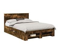 vidaXL Estructura de Cama con cabecera Roble Ahumado 140 x 200 cm, Muebles de Dormitorio, diseño Rectangular, Estilo Moderno, Materiales duraderos, para hogar contemporáneo, Organiza tu Espacio