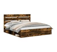 vidaXL Estructura de Cama con cabecera Roble Ahumado 180 x 200 cm, Cama Moderna, diseño Rectangular, Marco de Madera de Pino, Dormitorio Minimalista, Estructura Resistente, cómoda Plataforma de sueño