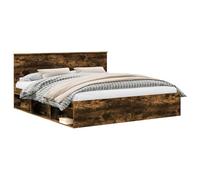 vidaXL Estructura de Cama con cabecera Roble Ahumado 200 x 200 cm, Dormitorio Moderno, Diseño Rectangular con Materiales Duraderos para una Decoración del Hogar Estilosa y Funcional, para Cualquier E